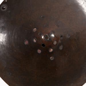 A pair of iron & copper candlesticks-156