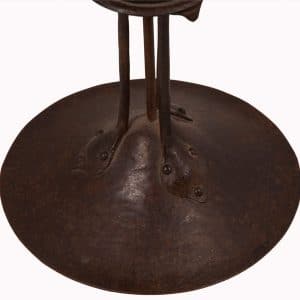 A pair of iron & copper candlesticks-157