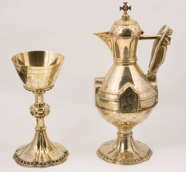  A Gothic Revival silver flagon and chalice designed by G.Goldie-0 