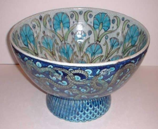  Wm DeMorgan a large serpent and carnation bowl-0 