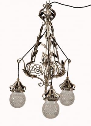 A silver plated three branch electrolier-0