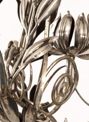 A silver plated three branch electrolier-1042