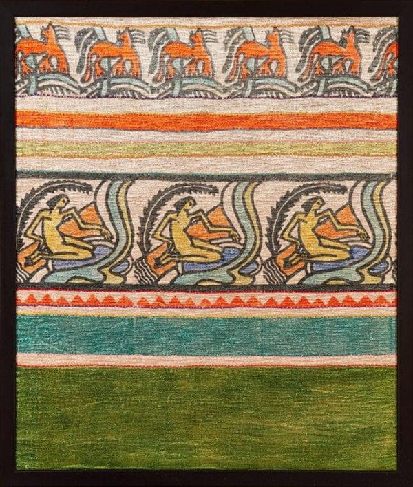  Rare hand blocked print on silk -0 
