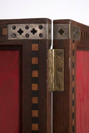 A three fold inlaid teak screen-1433