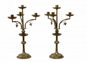 A pair of brass candelabra-0