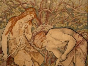 A rare Pre-Raphaelite woolwork embroidery-1793