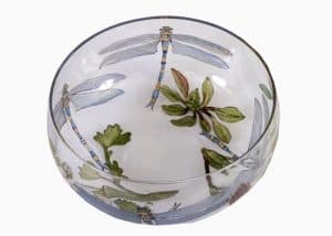 An enamelled glass bowl