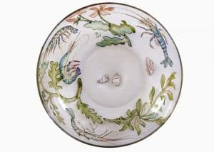 An enamelled glass bowl