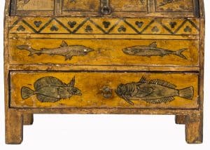 A rare painted wood coffer