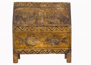 A rare painted wood coffer