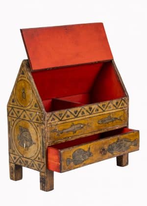 A rare painted wood coffer
