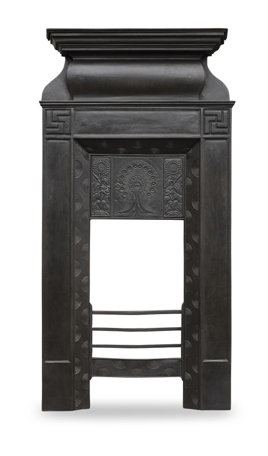  A pair of Aesthetic Movement cast iron fire surrounds. 