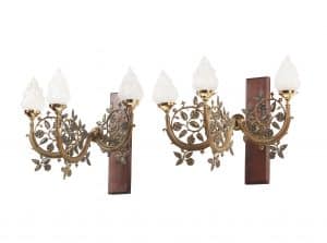 A pair of Arts & Crafts brass wall lights from Paul Reeves London