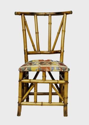 A pair of bamboo chairs