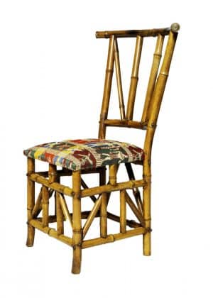 A pair of bamboo chairs