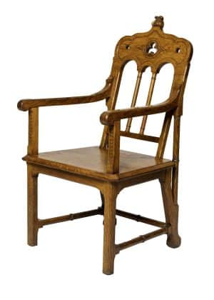 A Gothic Revival oak armchair