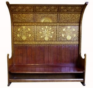 A rare Phillip Webb oak settle
