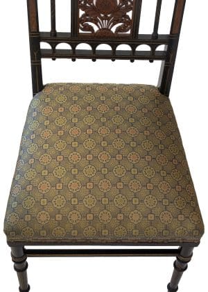 Gillows Aesthetic Movement chair - seat cover fabric detail